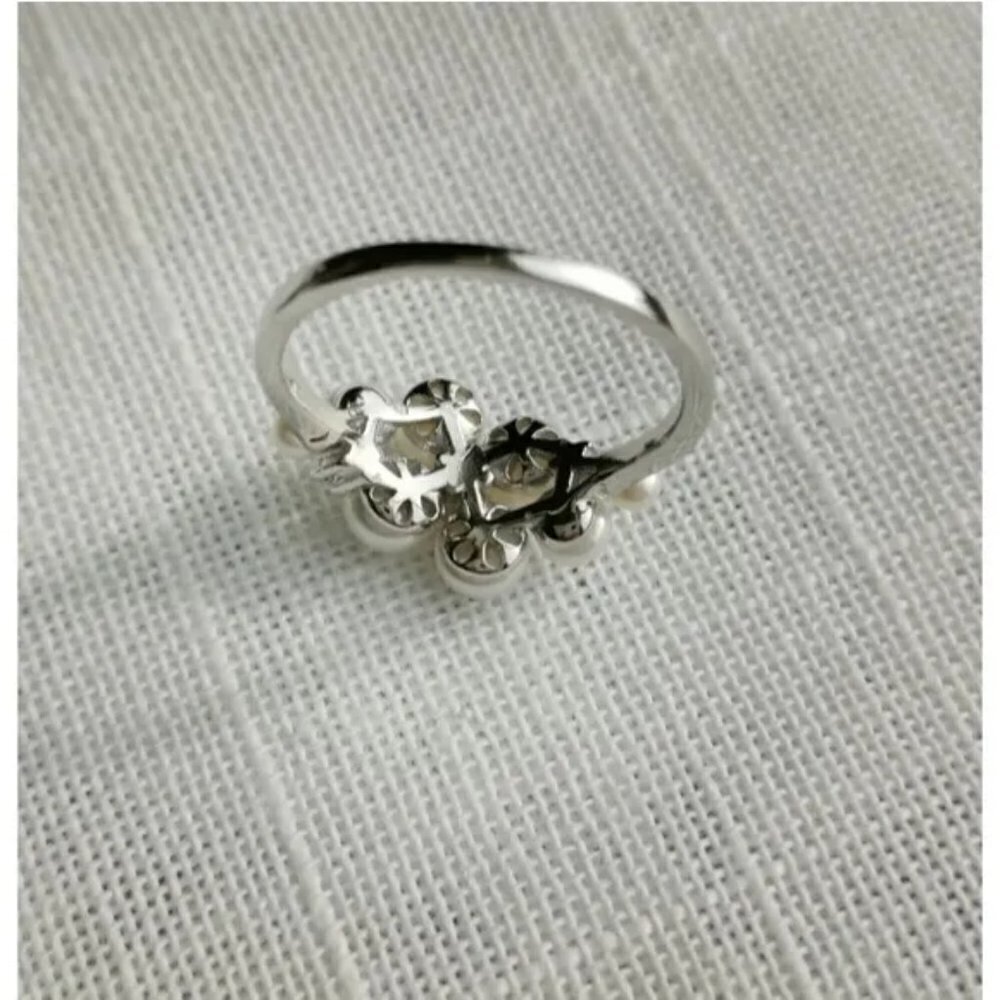 NEW Sterling silver cultured white pearl cz ring size 8 - Picture 6 of 7